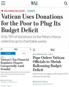 Read more about the article Vatican Uses Donations for the Poor to Plug Its Budget Deficit