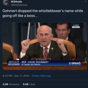 Read more about the article Gohmert Dropped The Whistleblower’s Name While Going Off