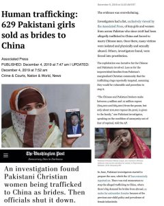 Read more about the article Human Trafficking: 629 Pakistani girls Sold as Brides to China