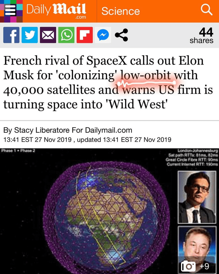 Read more about the article French Rival of SpaceX Calls Out Elon Musk for “Colonizing” Low-Orbit with 40,000 Satellites and Warns U.S. Firm is Turning Space into “Wild West”