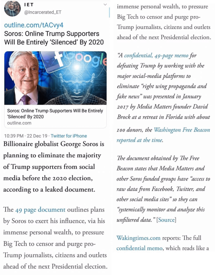 Read more about the article Soros says Online Trump Supporters Will Be Entirely “Silenced” By 2020