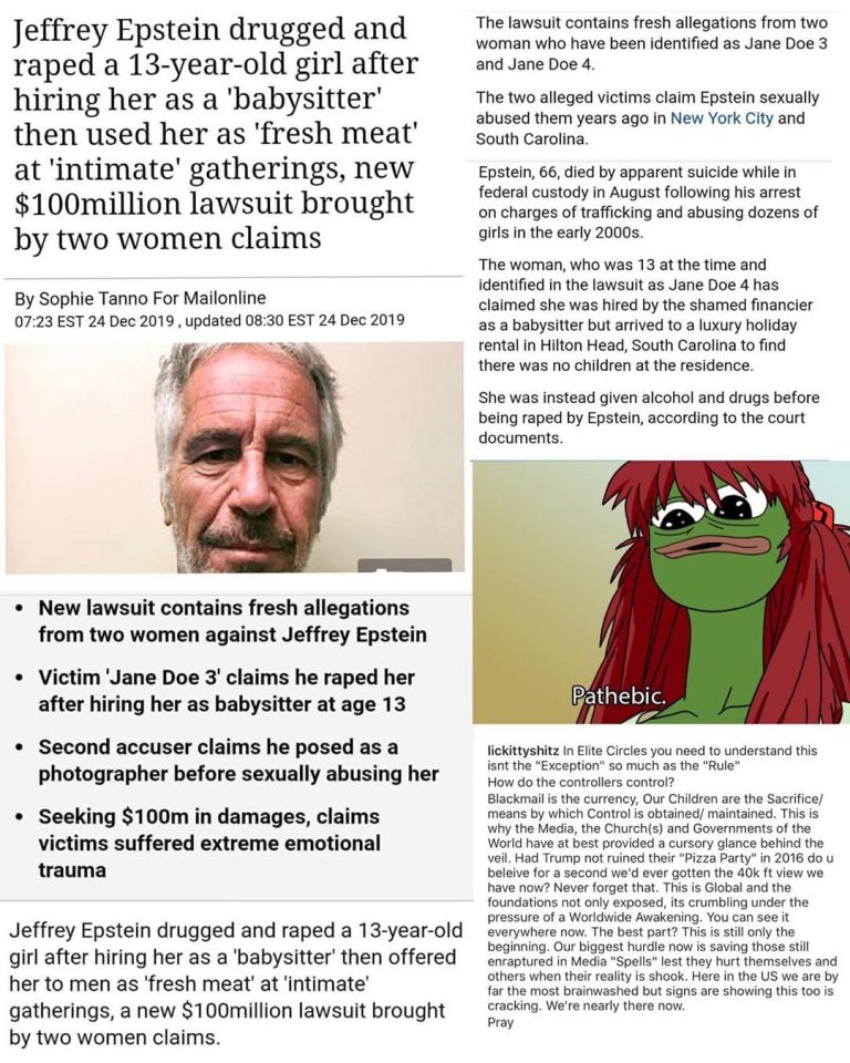 Read more about the article Jeffrey Epstein Drugged And Raped a 13-Year-Old Girl After Hiring Her As A “Babysitter” Then Used Her As “Fresh Meat” At “Intimate” Gatherings, New $100 Million Lawsuit Brought Forward By Two Women