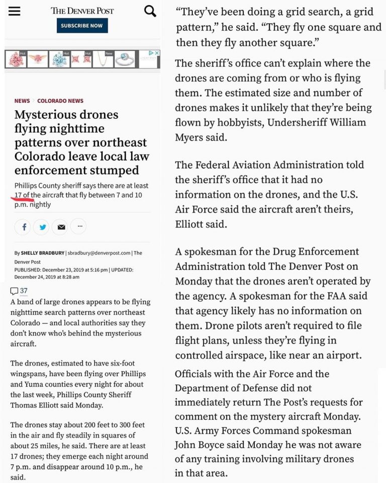 Read more about the article Mysterious Drones Flying Nighttime Patterns Over Northeast Colorado Leaving Local Law Enforcement Stumped