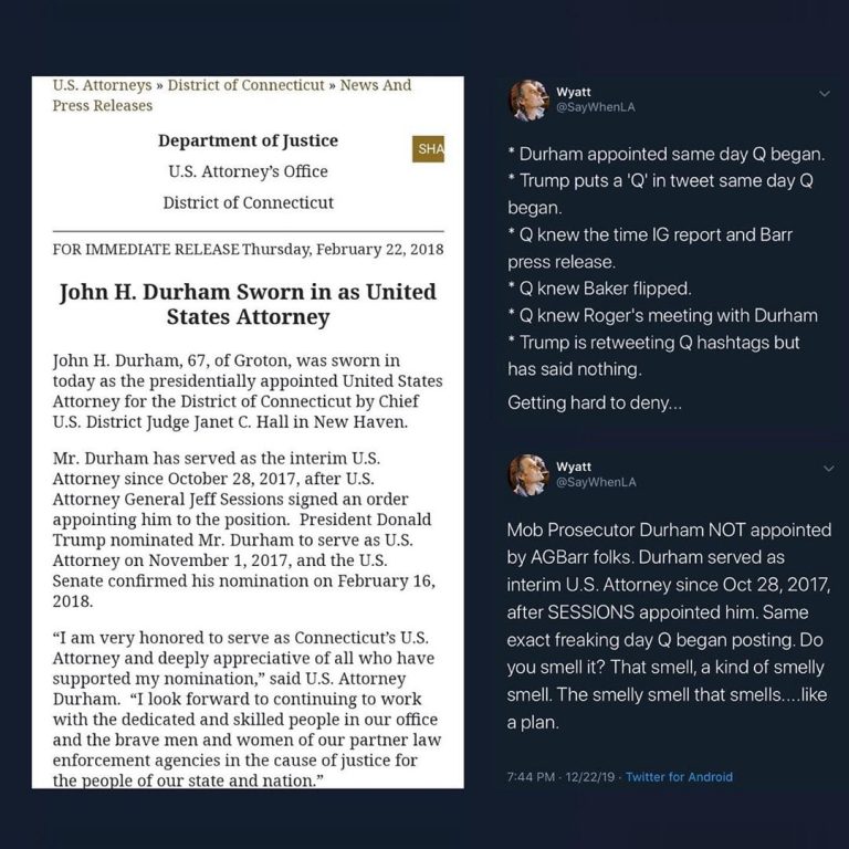 Read more about the article US Attorney John Durham Appointed The Day Qanon Begin