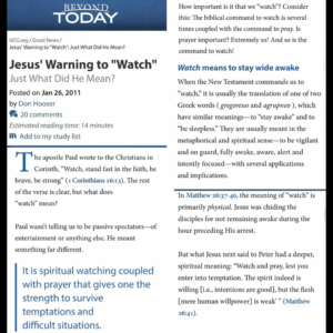 Read more about the article Jesus’ Warning To “Watch”