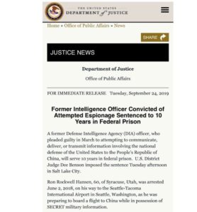 BREAKING: DOJ, “Former Intelligence Officer Convicted of Attempted Espionage Sen…