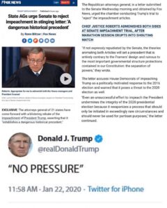 Read more about the article State AGs Senate To Reject Impeachment In Stinging Letter Citing “A Dangerous Historical President”