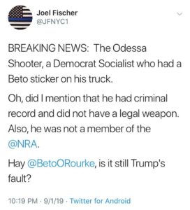 Read more about the article BREAKING NEWS:  The Odessa Shooter, a Democrat Socialist who had a Beto sticker …