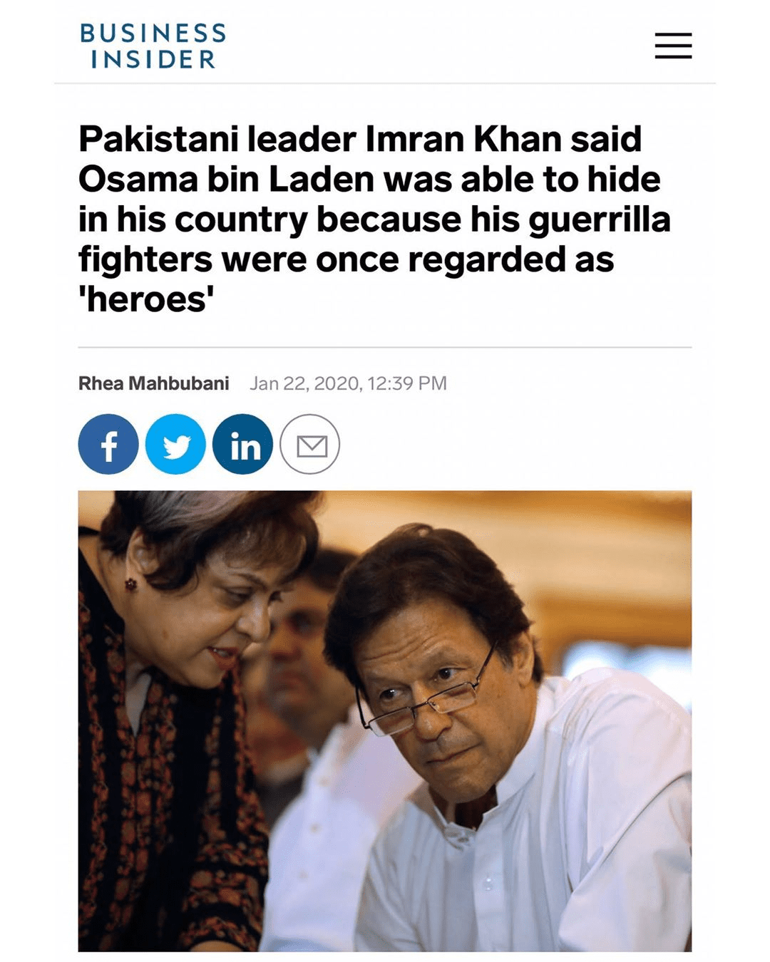 You are currently viewing Pakistani leader Imran Khan said Osama bin Laden was able to hide in his country because his guerrilla fighters were once regarded as ‘heroes’