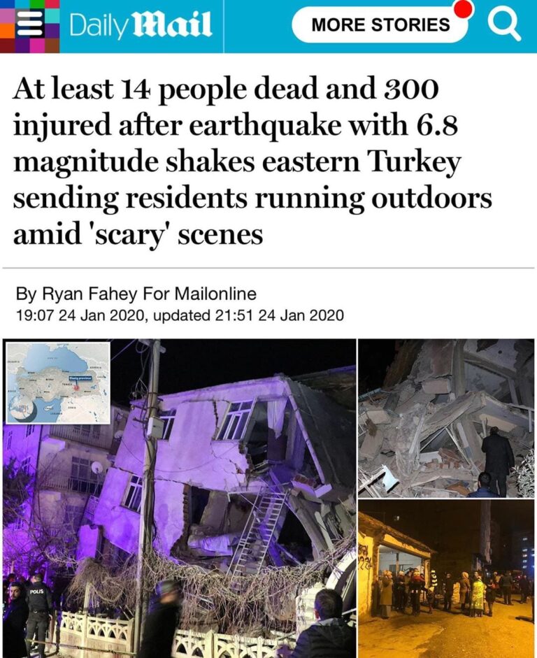 Read more about the article 6.8 Earthquake Kills 14, Injures 300 People In Turkey So Far