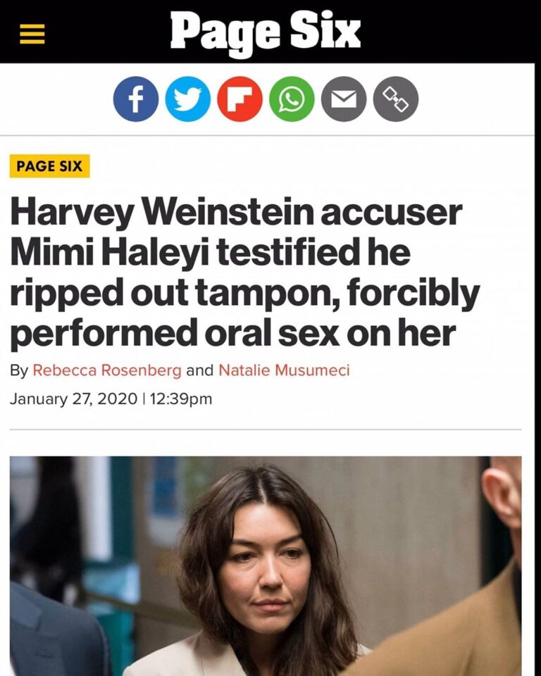 Read more about the article Harvey Weinstein Accuser Mimi Haleyi Testified He Ripped Out Tampon, Forcibly Performed Oral Sex On Her