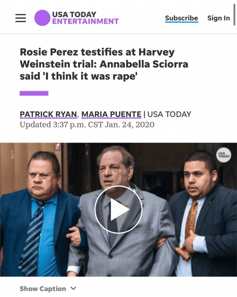 Read more about the article Rosie Perez Testifies At Harvey Weinstein Trial: Annabella Sciorra Said “I Think It Was Rape”