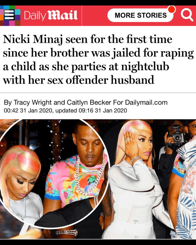 Read more about the article Nicki Minaj seen for the first time since her brother was jailed for raping a child as she parties at nightclub with her sex offender husband