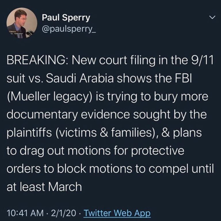 Read more about the article 9/11 Vs. Saudi Arabia Shows The FBI (Mueller Legacy) Buring Documentary Evidince Sought By The Plaintiffs (Families & Victims)