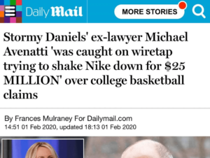 Read more about the article Stormy Daniels’ ex-lawyer Michael Avenatti ‘was caught on wiretap trying to shake Nike down for $25 MILLION’ over college basketball claims