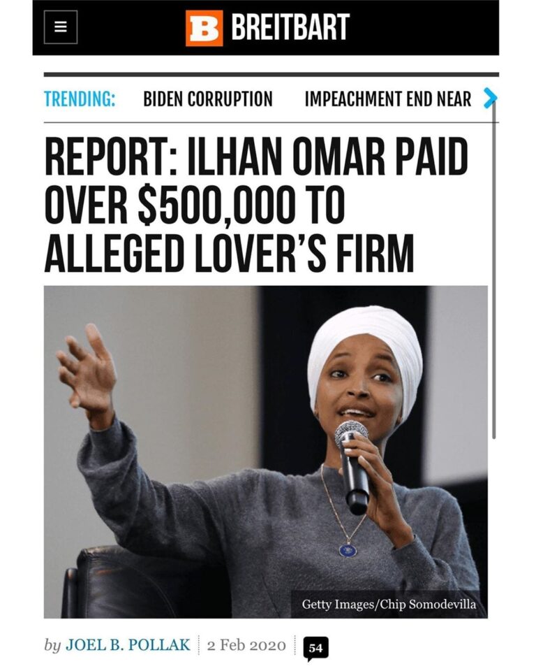 Read more about the article ILHAN OMAR PAID OVER $500,000 TO ALLEGED LOVER’S FIRM