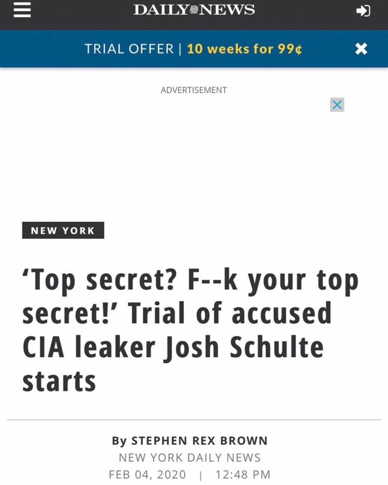 Read more about the article “Top Secret? F—k Your Top Secret!” Trial Of Accused CIA Leaker Josh Schultz Starts