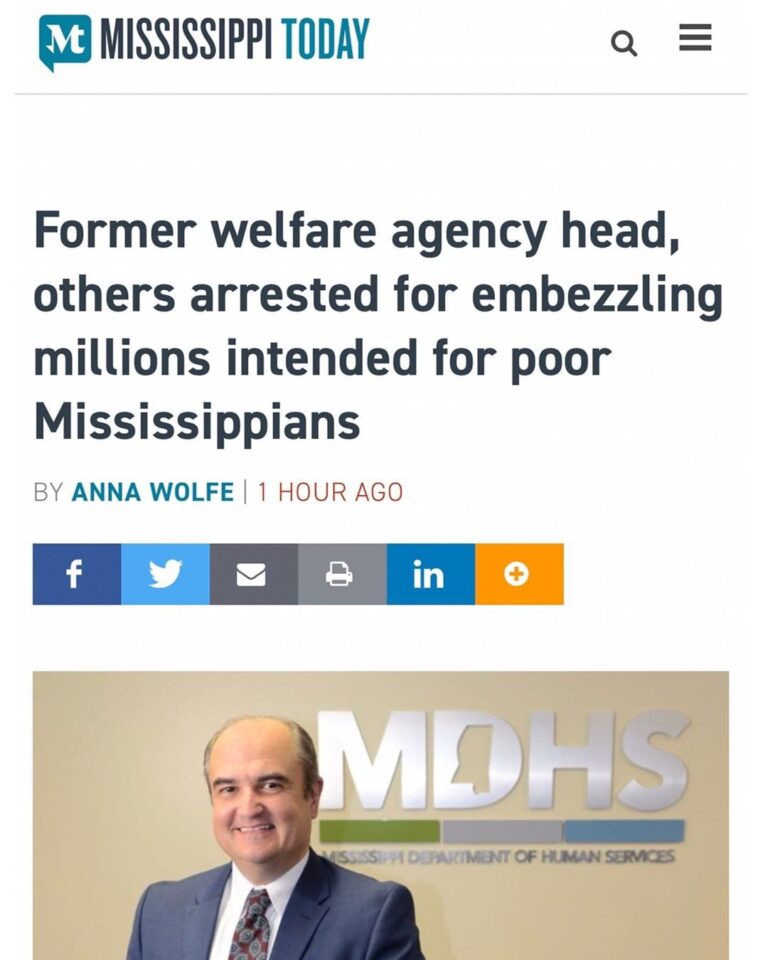 Read more about the article Former Welfare Agency Head, And Others Arrested For Embezzling Millions Intended For Poor Mississippians