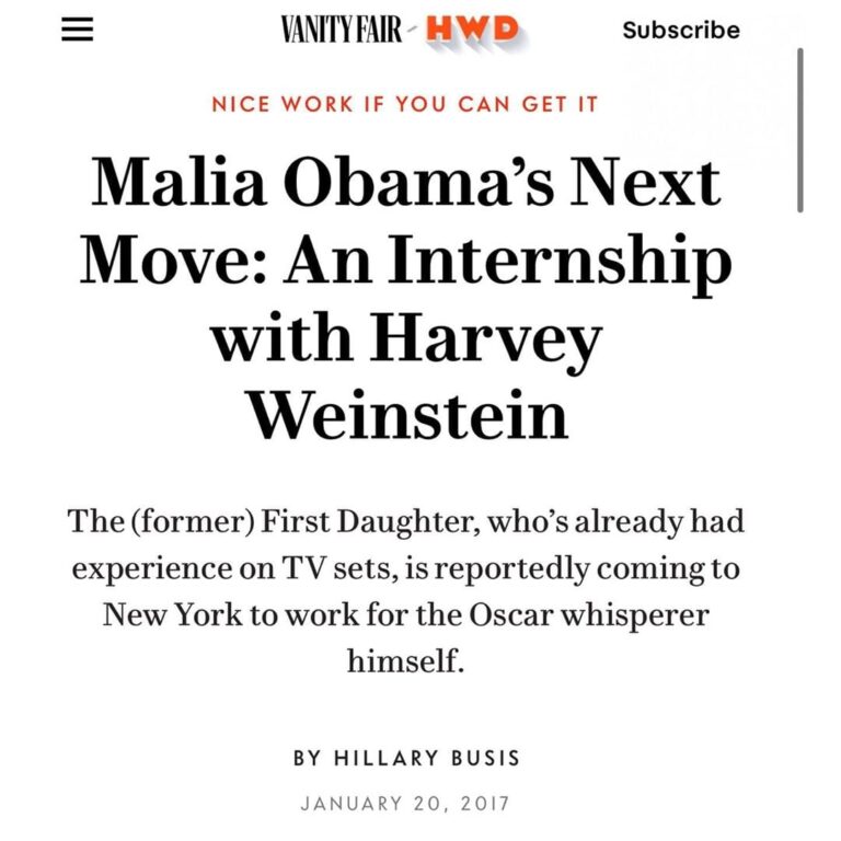 Read more about the article Malia Obama’s Next Move: An Internship with Harvey Weinstein