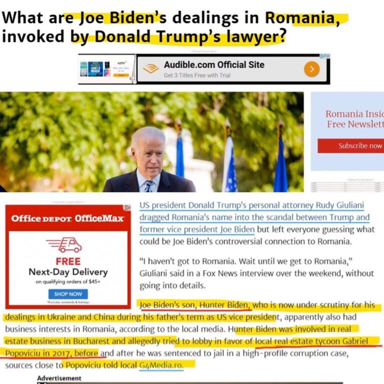 Read more about the article What Are Joe Biden’s Dealings In Romania, Invoked By Donald Trump’s Lawyer