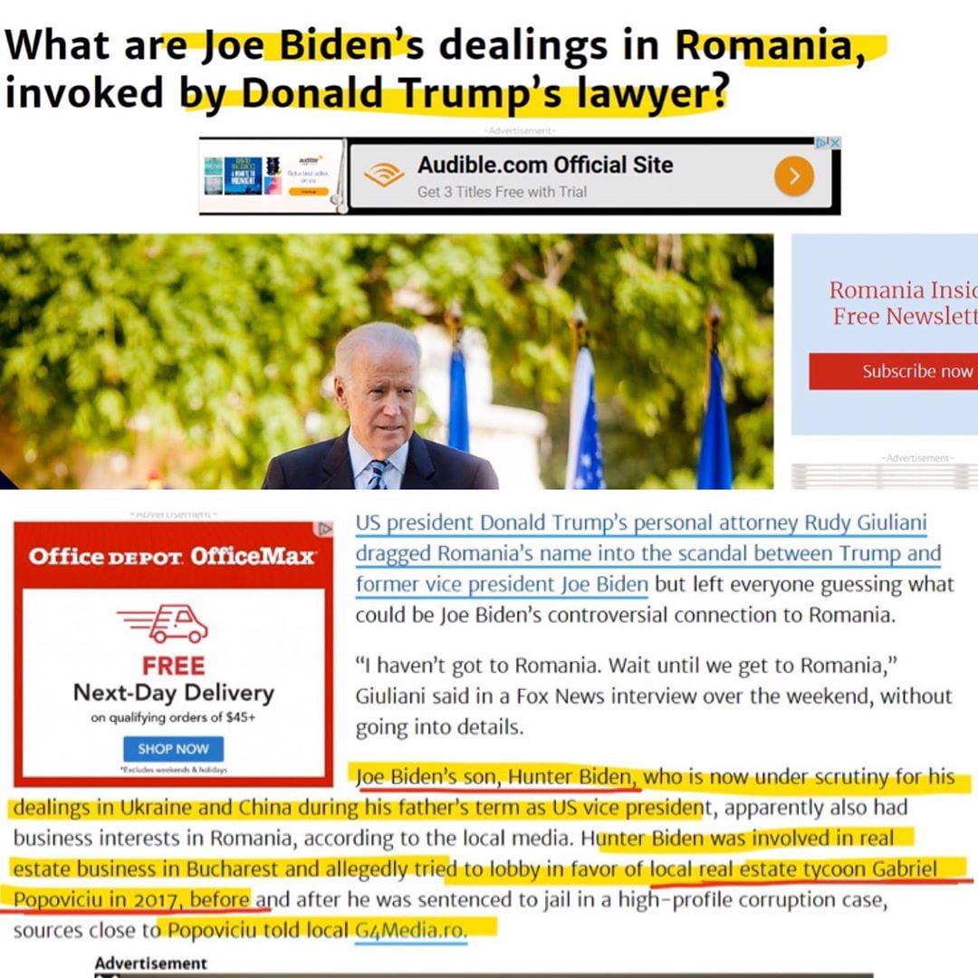 You are currently viewing What Are Joe Biden’s Dealings In Romania, Invoked By Donald Trump’s Lawyer