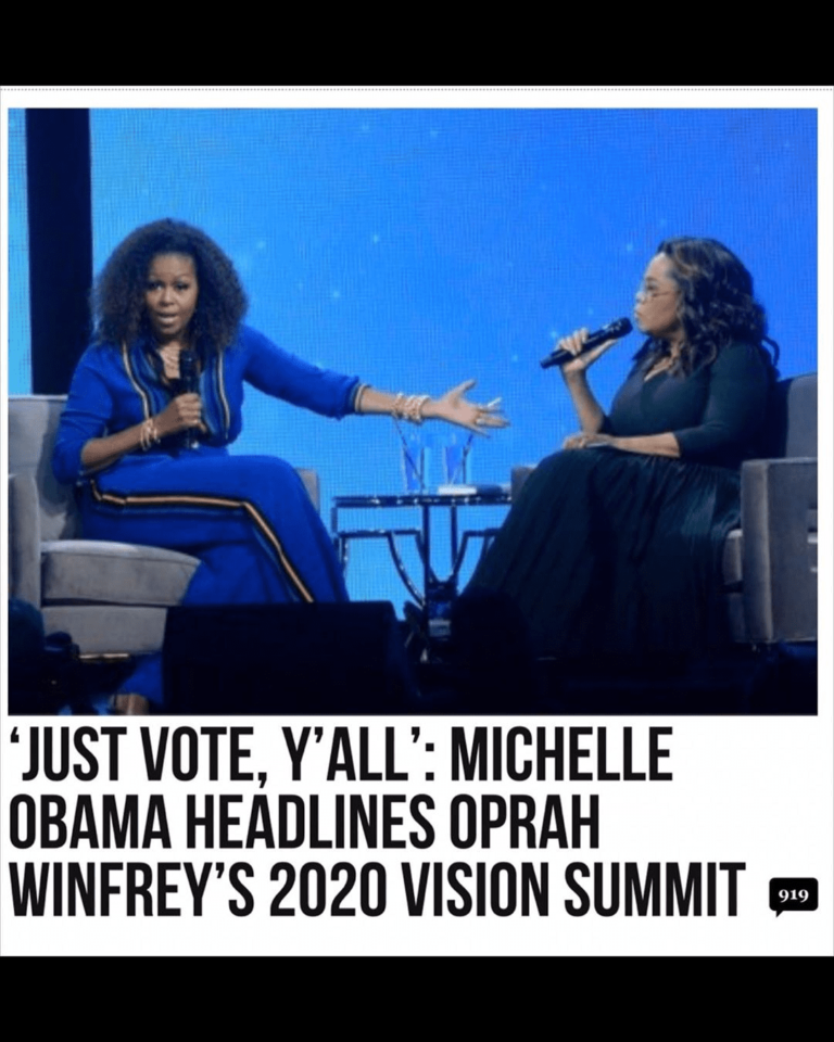 Read more about the article ‘JUST VOTE, Y’ALL’: MICHELLE OBAMA HEADLINES OPRAH WINFREY’S 2020 VISION SUMMIT
