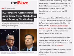 Read more about the article DOJ opens news investigation into James Comey, Andrew McCabe, Peter Strzok, former top DOJ official says