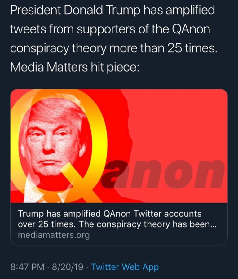 Read more about the article P A N I C “Trump has amplified QAnon Twitter accounts over 25 times.”
…It’s no…