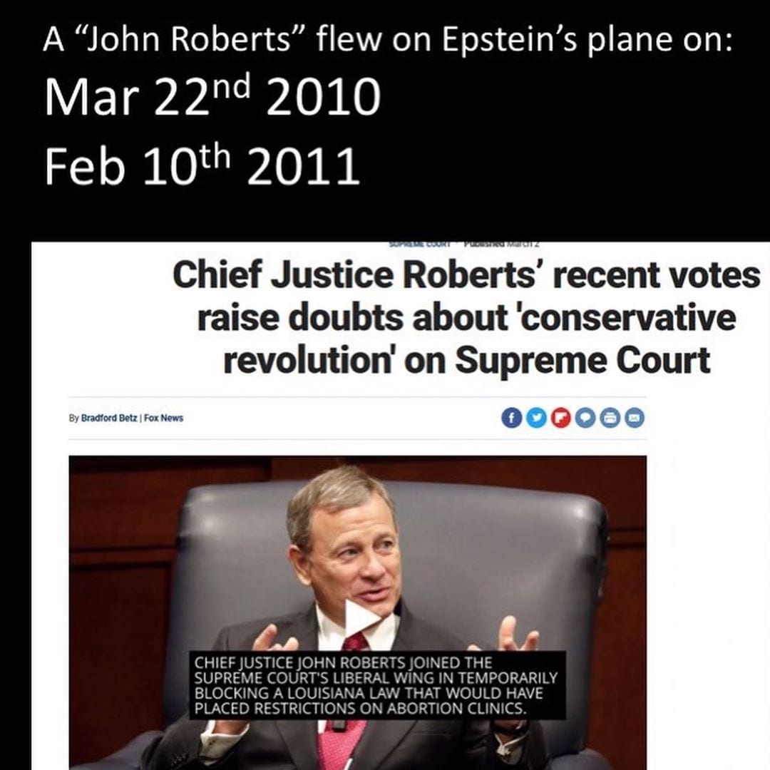You are currently viewing The name “John Roberts” appears in the Epstein Flight Logs leaked August 9, 2019…