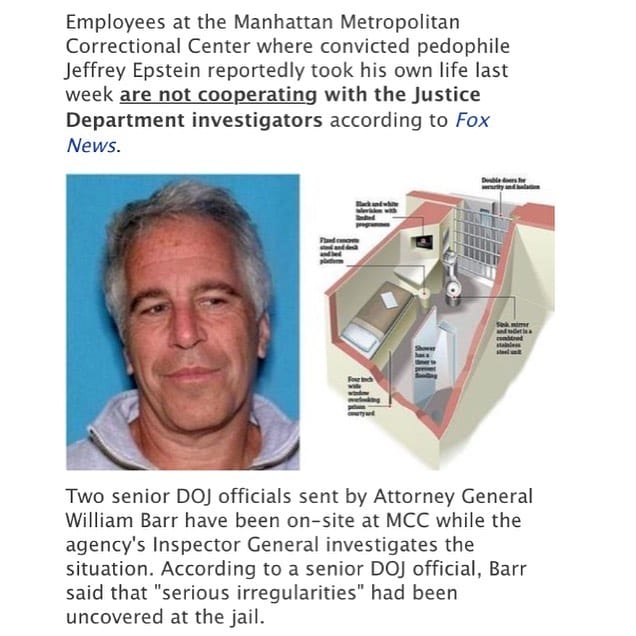 Read more about the article Employees at the Manhattan Metropolitan Correctional Center where convicted pedo…