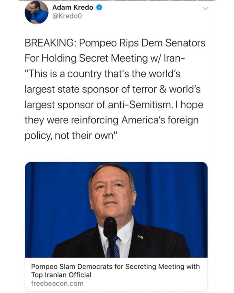 Read more about the article Pompeo Slams Democrats for Secret Meeting With Top Iranian Official