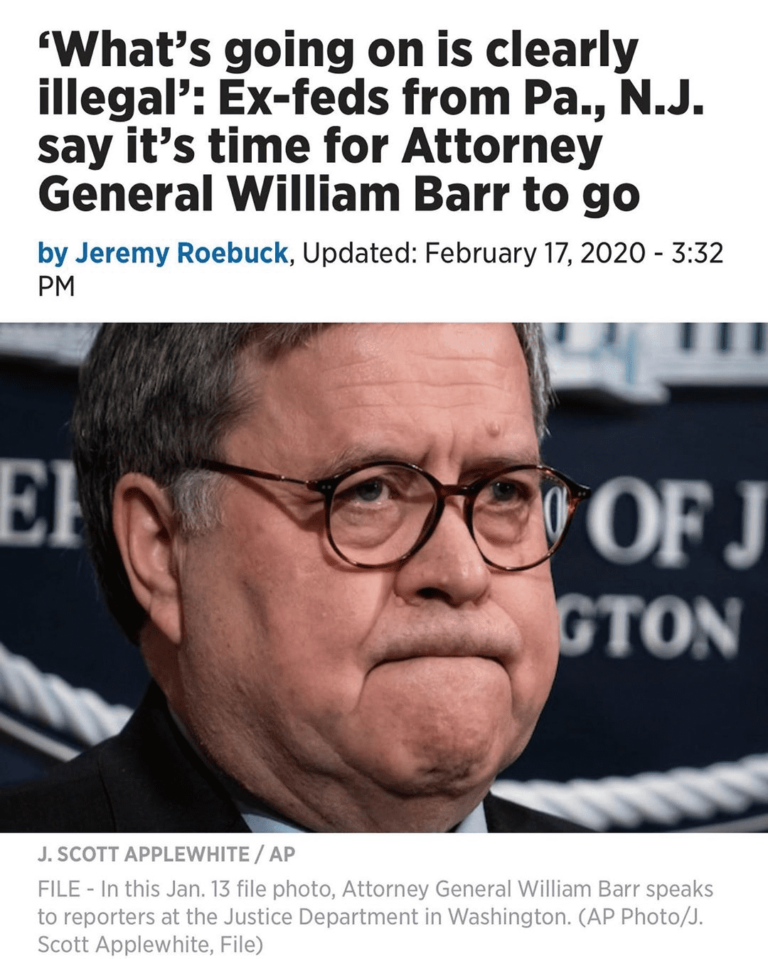 Read more about the article ‘What’s going on is clearly illegal’: Ex-feds from Pa., N.J. say it’s time for Attorney General William Barr to go