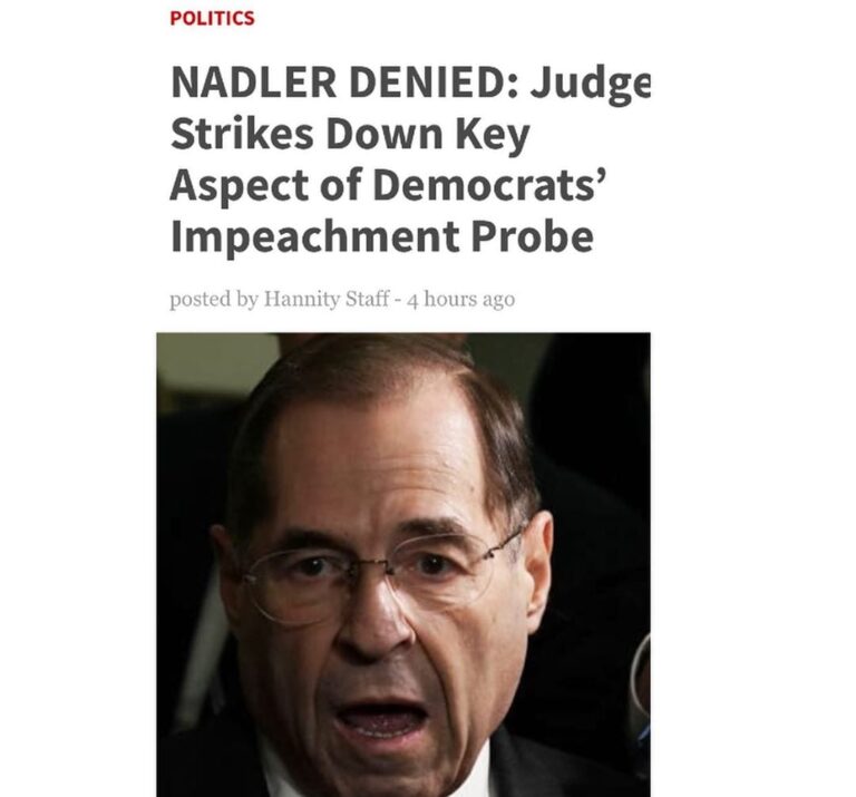 Read more about the article NADLER DENIED: Judge Strikes Down Key Aspect of Democrats’ Impeachment Probe | v…