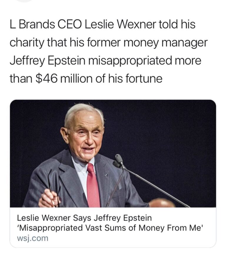 Read more about the article In the News… Les Wexner L Brands CEO Leslie Wexner told his charity that his f…