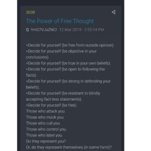 Read more about the article Q Drop notables to remember during this time. 
_
_
“The Power of Free Thought.”
…
