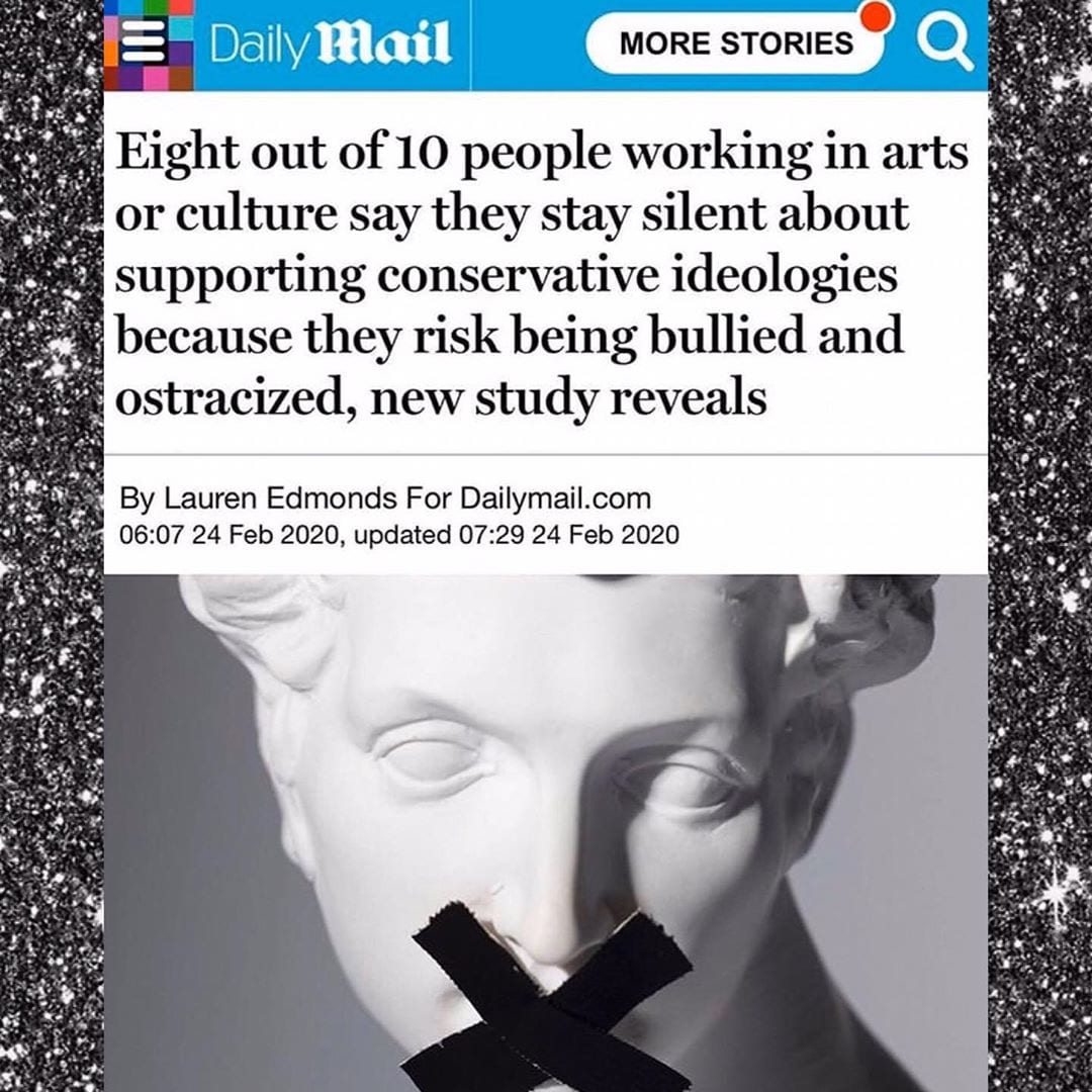 You are currently viewing Eight out of 10 people working in arts or culture say they stay silent about supporting conservative ideologies use they risk being bullied and ostracized, new study reveals