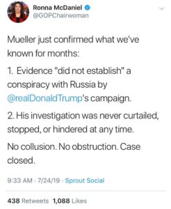 Read more about the article #MuellerReport #MuellerTestimony notable Quotable…