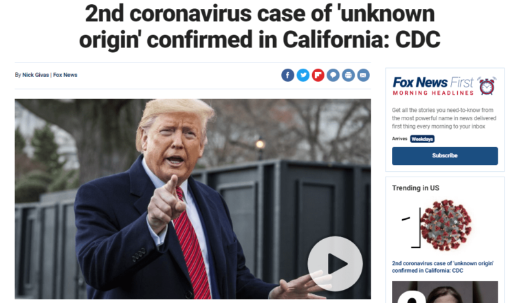 Read more about the article 2nd coronavirus case of ‘unknown origin’ confirmed in California: CDC