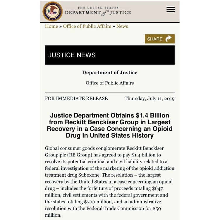 You are currently viewing Justice Department Obtains $1.4 Billion from Reckitt Benckiser Group in Largest …