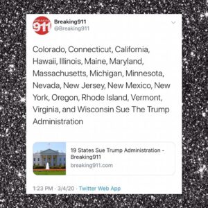Colorado, Connecticut, California, Hawaii, Illinois, Maine, Maryland, Massachusetts, Michigan, Minnesota, Nevada, New Jersey, New Mexico, New York, Oregon, Rhode Island, Vermont, Virginia, and Wisconsin Sue The Trump Administration