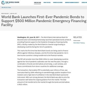 Read more about the article World Bank Launches First-Ever Pandemic Bonds To Support $500 Million Pandemic Emergency Financing Facilities