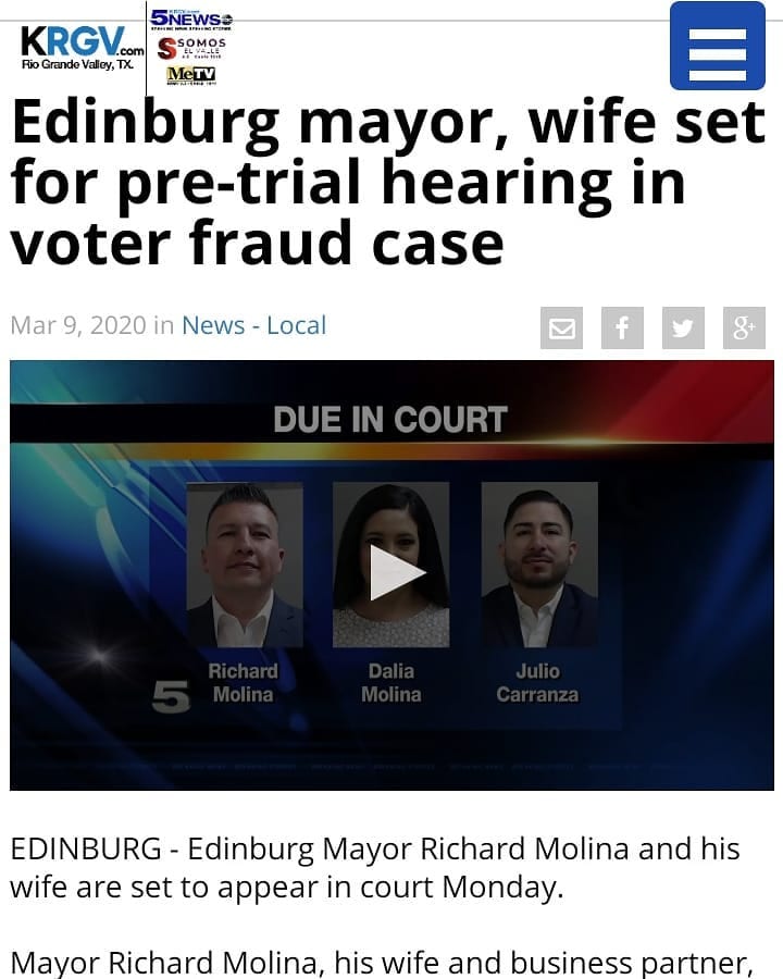 Read more about the article Edinburg mayor, wife set for pre-trial hearing in voter fraud case
