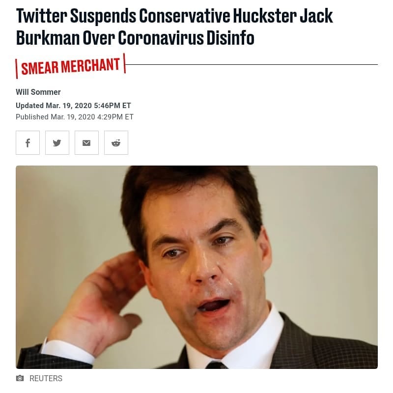 You are currently viewing Twitter Suspends Conservative Huckster Jack Burkman Over Coronavirus Disinfo