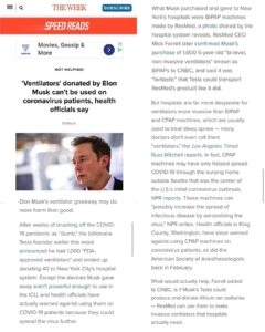 Read more about the article 'Ventilators' donated by Elon Musk can't be used on coronavirus patients, health officials say
