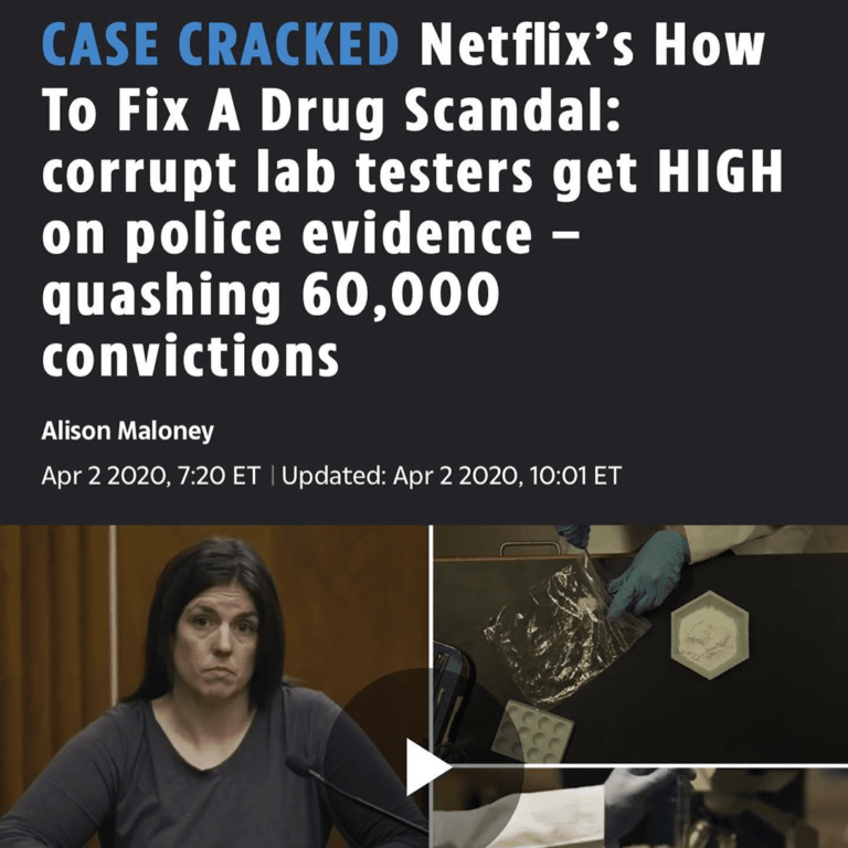 Read more about the article CASE CRACKED Netflix's How To Fix A Drug Scandal: corrupt lab testers get HIGH on police evidence – quashing 60,000 convictions