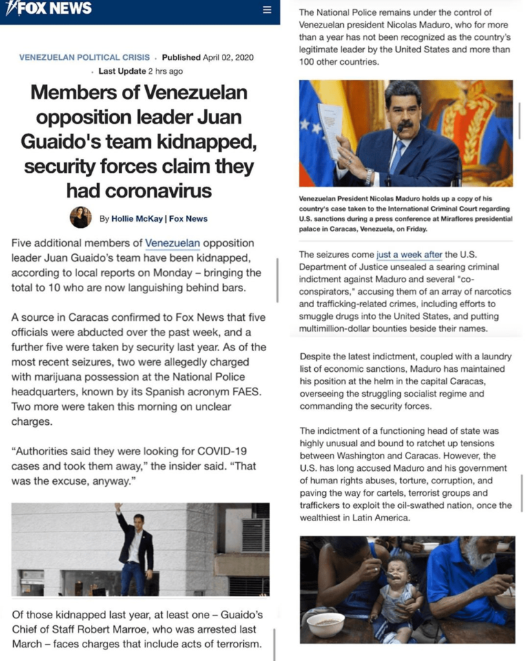 Read more about the article Members of Venezuelan opposition leader Juan Guaido's team kidnapped, security forces claim they had coronavirus