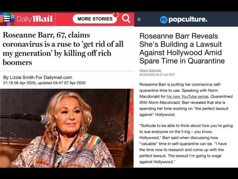 Read more about the article Roseanne Barr, 67, claims coronavirus is a strategy to 'get rid of all my generation' by killing off rich boomers – Roseanne Barr Reveals She's Building a Lawsuit Against Hollywood Amid Spare Time in Quarantine