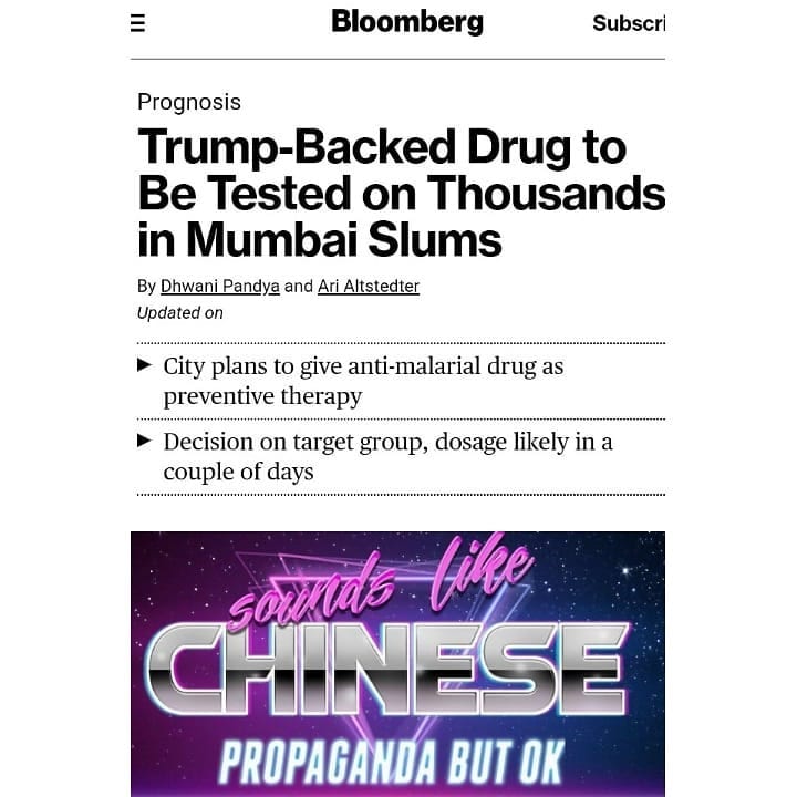 Read more about the article Trump-Backed Drug to Be Tested on Thousands in Mumbai Slums