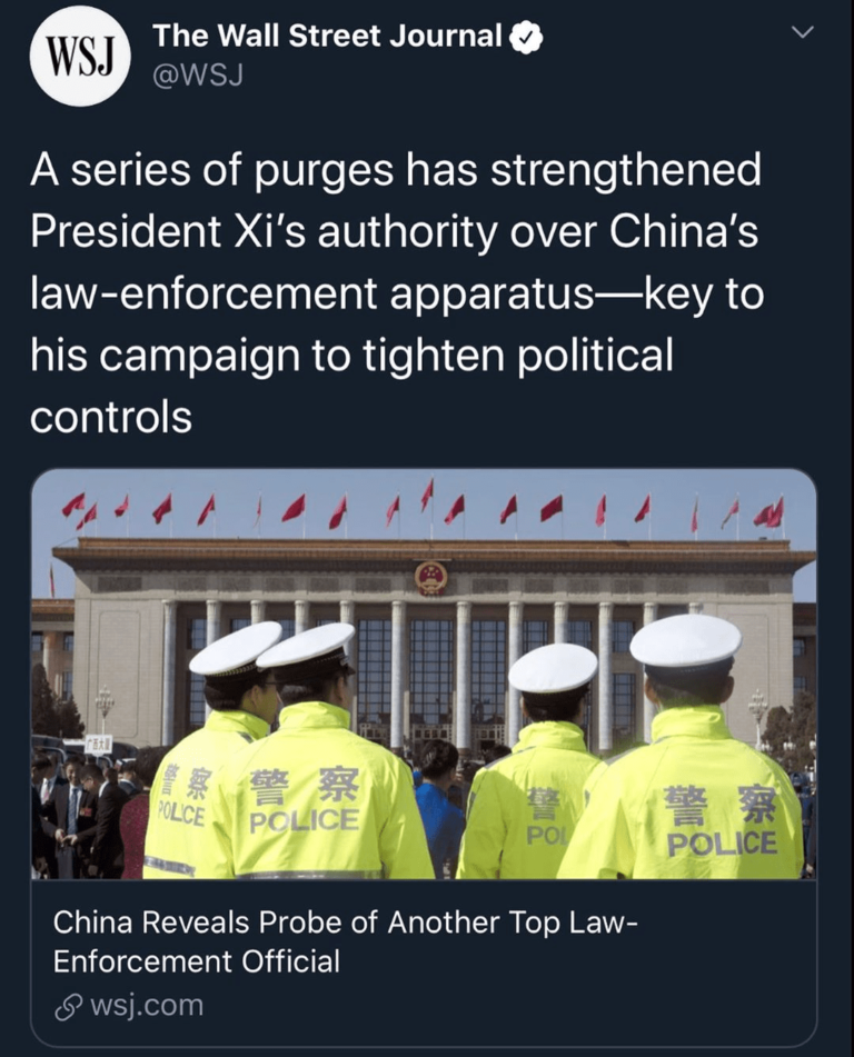 Read more about the article A series of purges has strengthened President Xi’s authority over China’s law-enforcement apparatus—key to his campaign to tighten political controls