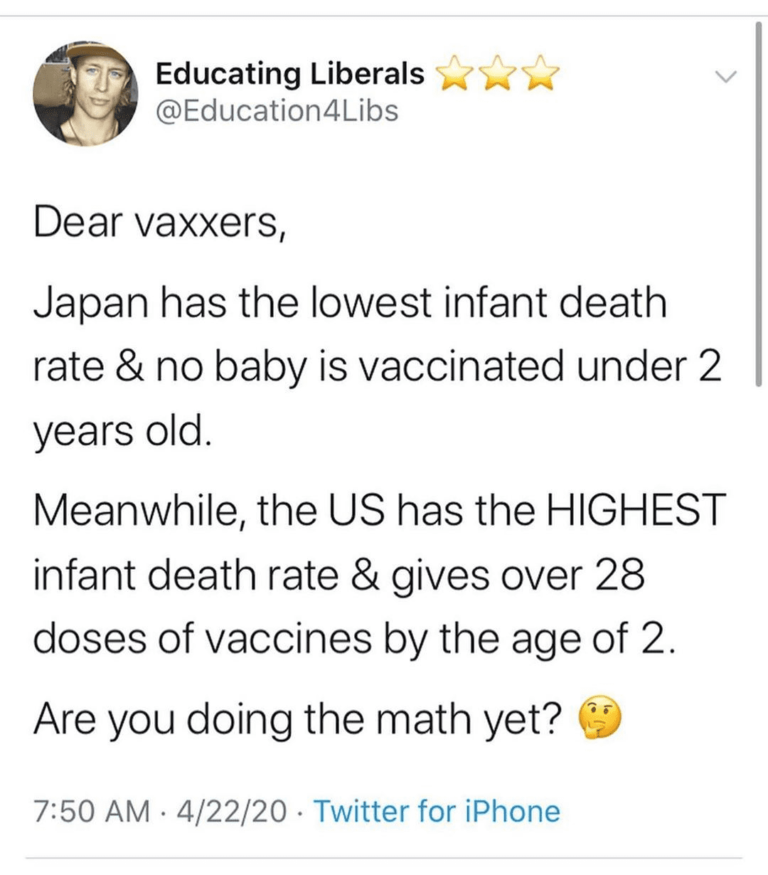 Read more about the article Vaccine Misconceptions – U.S. Has Highest Infant Death Rate, Mandatory Vaccines?